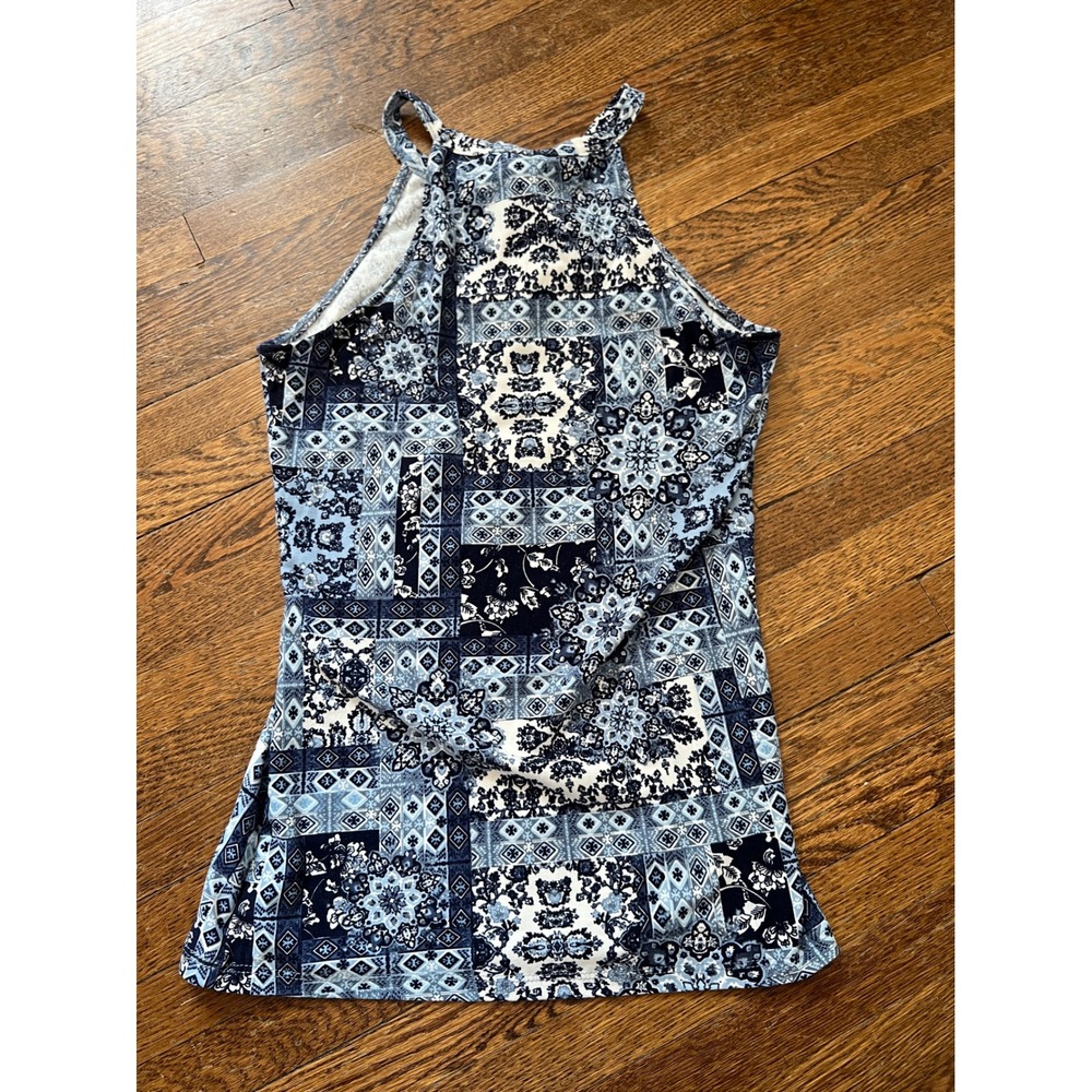 Like New No Boundaries Blue Bandana Patchwork Halter Tank Top Soft Small